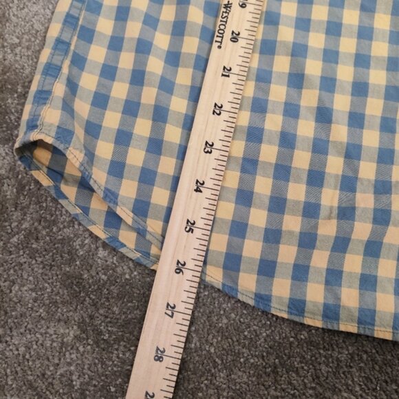 J. Crew Flex Washed Men's Button Down Plaid Shirt Yellow Blue Size Large Cotton - Picture 8 of 10